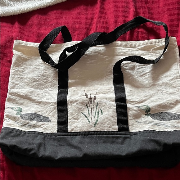 π¦ Nature Silkscreen Canvas Market Tote β Ducks & Reeds β Dual Side Pockets - Picture 2 of 10
